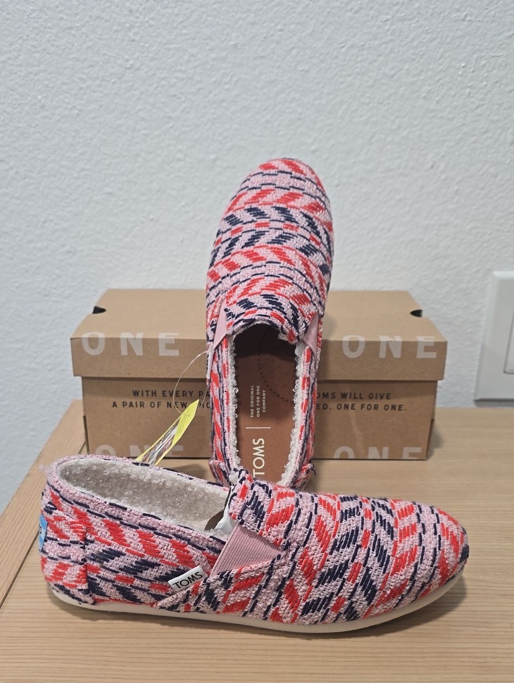 Toms Redondo Pink Chevron Shoes
